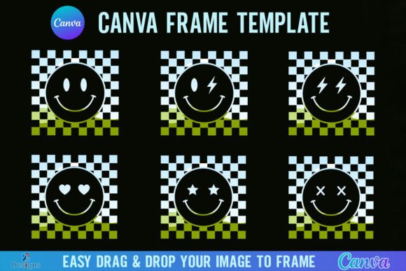 Checkered Smiley Canva Frame Template: Your Playful Design Asset