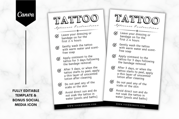 Elevate Client Care: The Tattoo Aftercare Card Canva Template 3