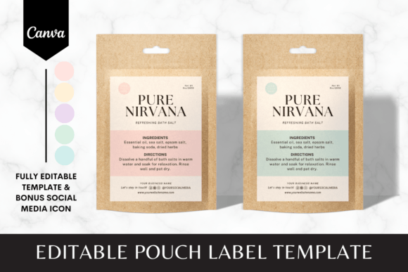 Elevate Your Packaging with Editable Pouch Label Canva Template 3