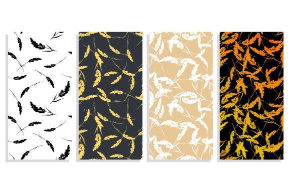 Vertical Cereal Grass Silhouettes: Nature's Graphic Design Asset